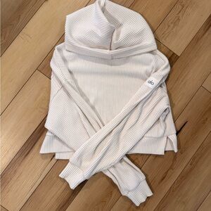 ALO Yoga Women's Ribbed Cowl Neck Sweater in Cream
